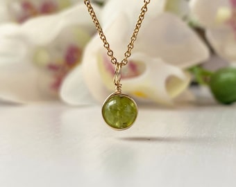 Collana Peridoto Delicato, Catena in Argento Sterling Oro 14k/Oro Rosa, Collana Verde Collana Peridoto Pendente, Piccola August Birthstone Collana