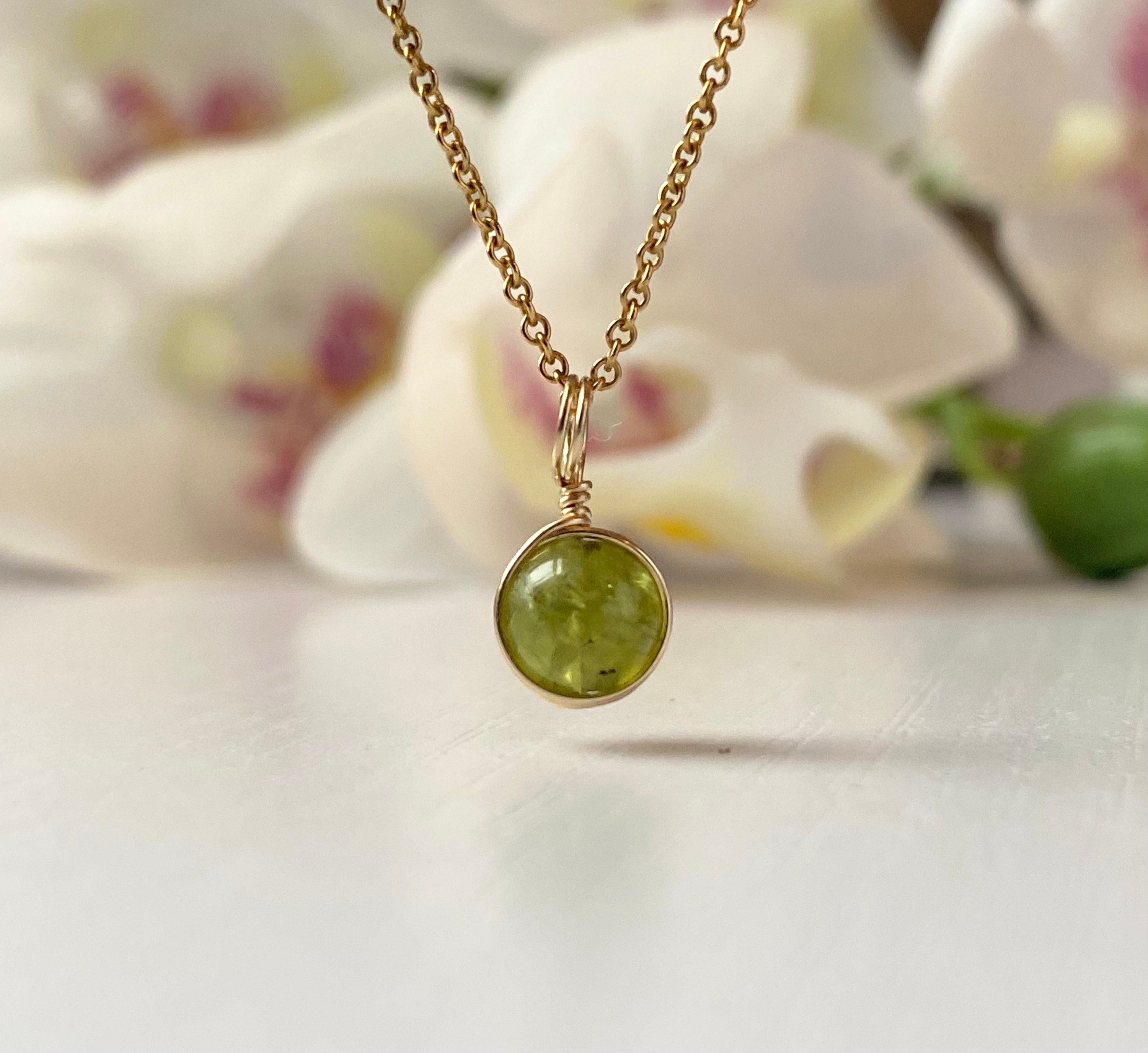 Dainty peridot necklace clearance