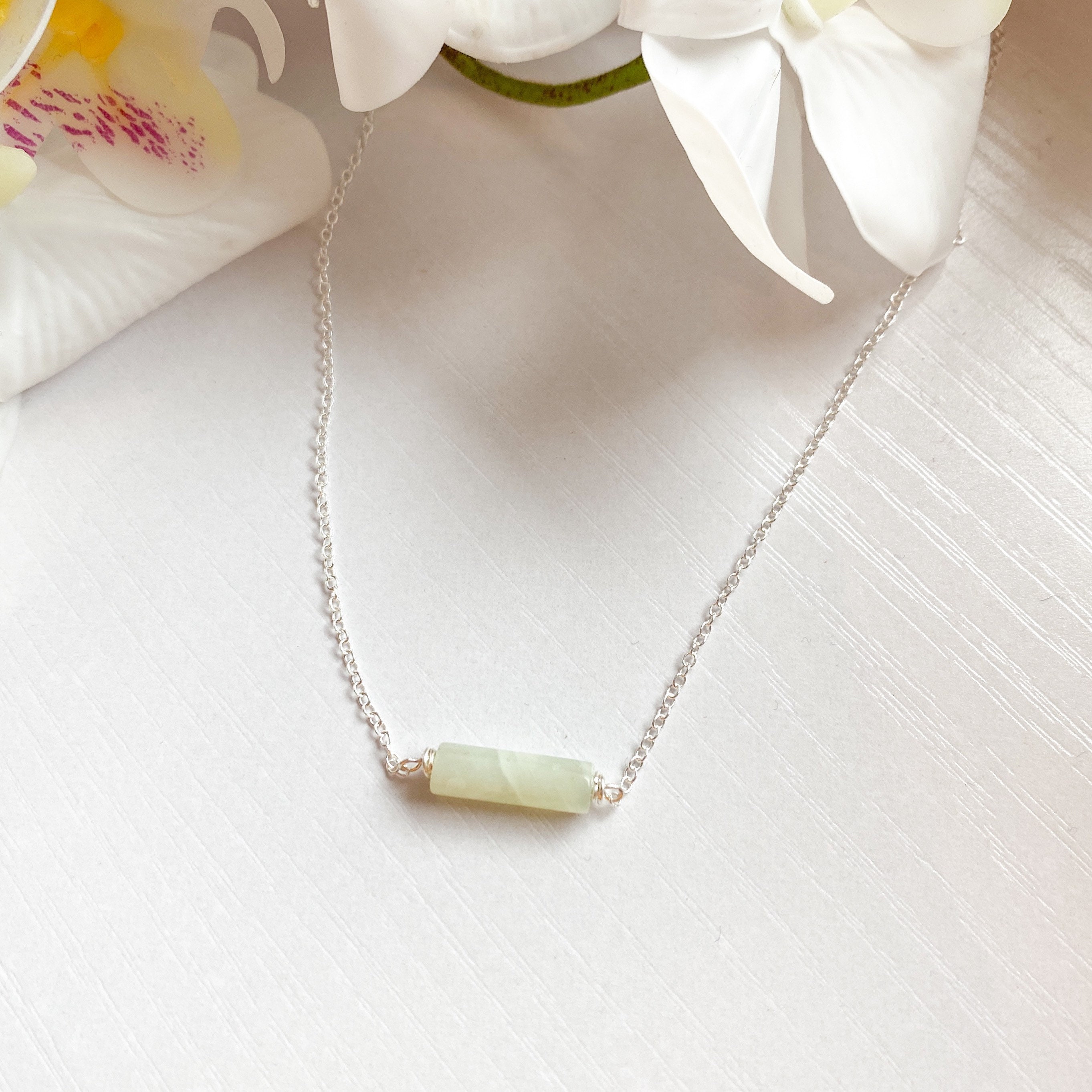 Tiny Jade Bar Necklace Sterling Silver 14k Gold/rose Gold Etsy UK