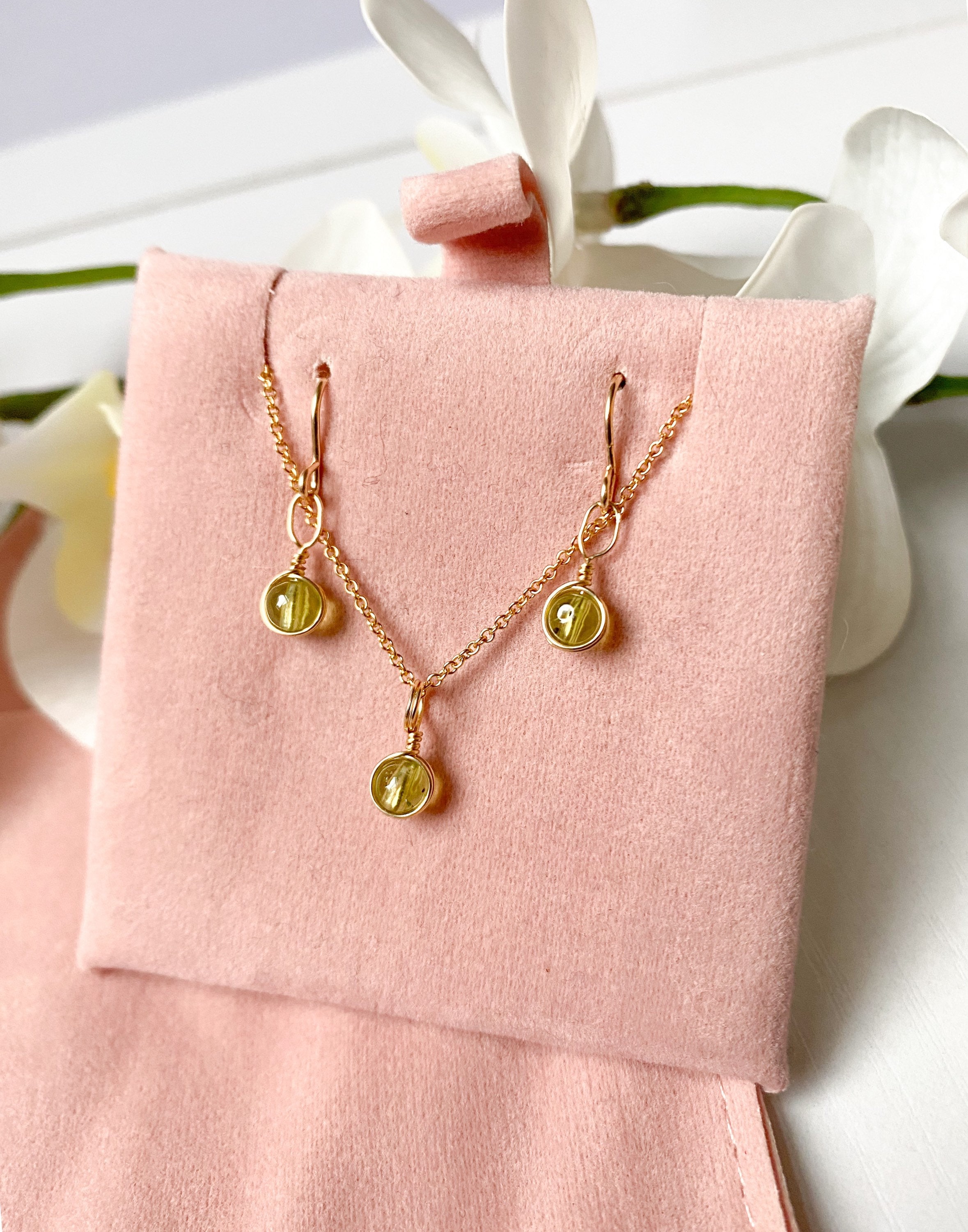 ペリドット セット スターリング シルバー 14K ゴールド/ローズ 