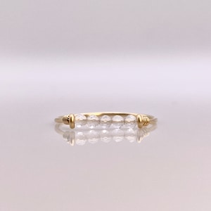 Tiny Clear Quartz Ring 14K Gold/Rose Gold Filled Sterling Silver Rock Crystal Gemstone Bar Tiny Stone Simple Skinny Ring April Birthstone