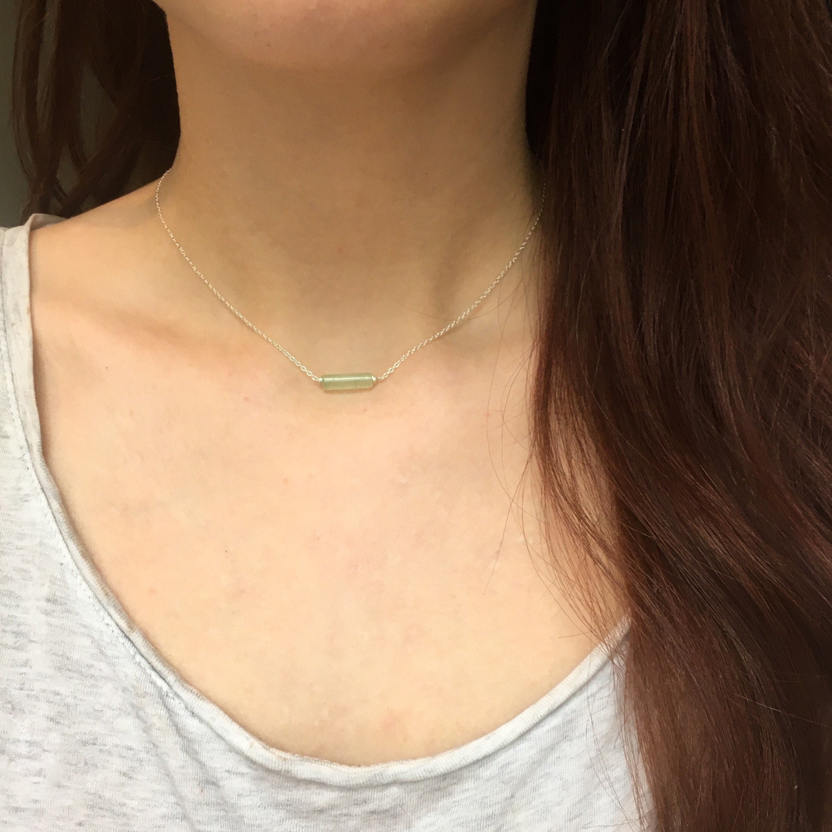 Tiny Jade Bar Necklace Sterling Silver 14k Gold/rose Gold Etsy UK