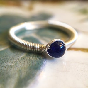 Tiny Sapphire Quartz Ring 14K Gold 14K Rose Gold Filled- Sterling Silver Ring, Blue September Birthstone, Dainty Stack Ring Simple Wire Wrap