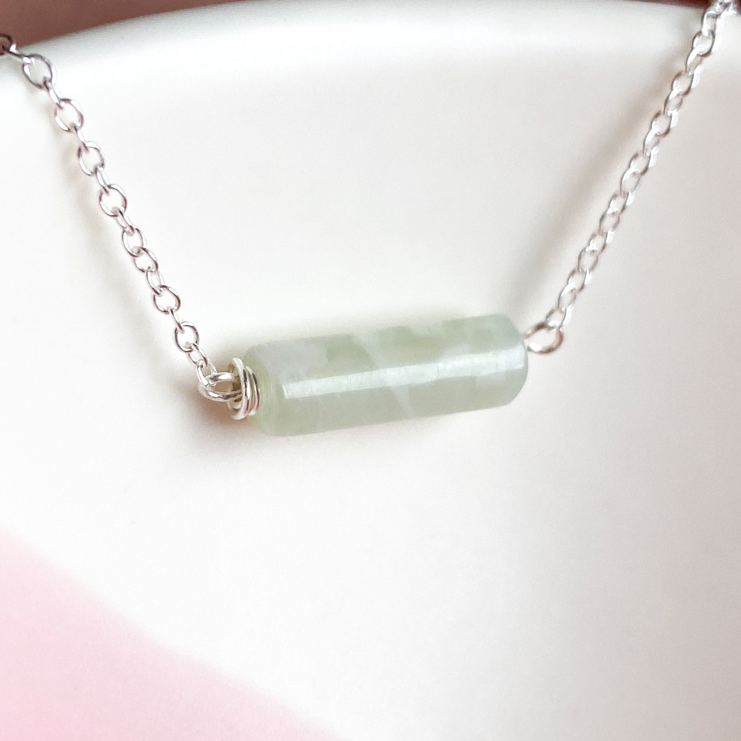 Tiny Jade Bar Necklace Sterling Silver 14k Gold/rose Gold Etsy UK