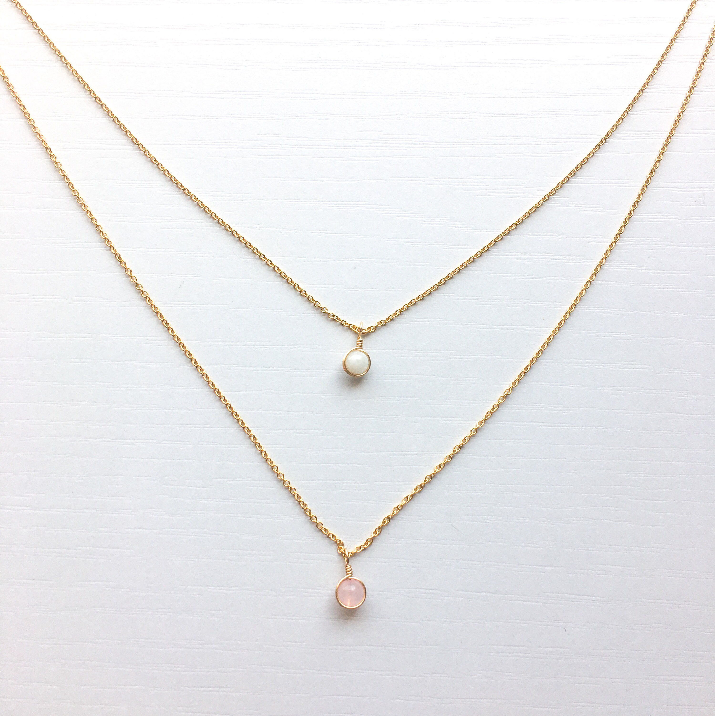 Dainty Moonstone \u0026 Rose Quartz Layered 