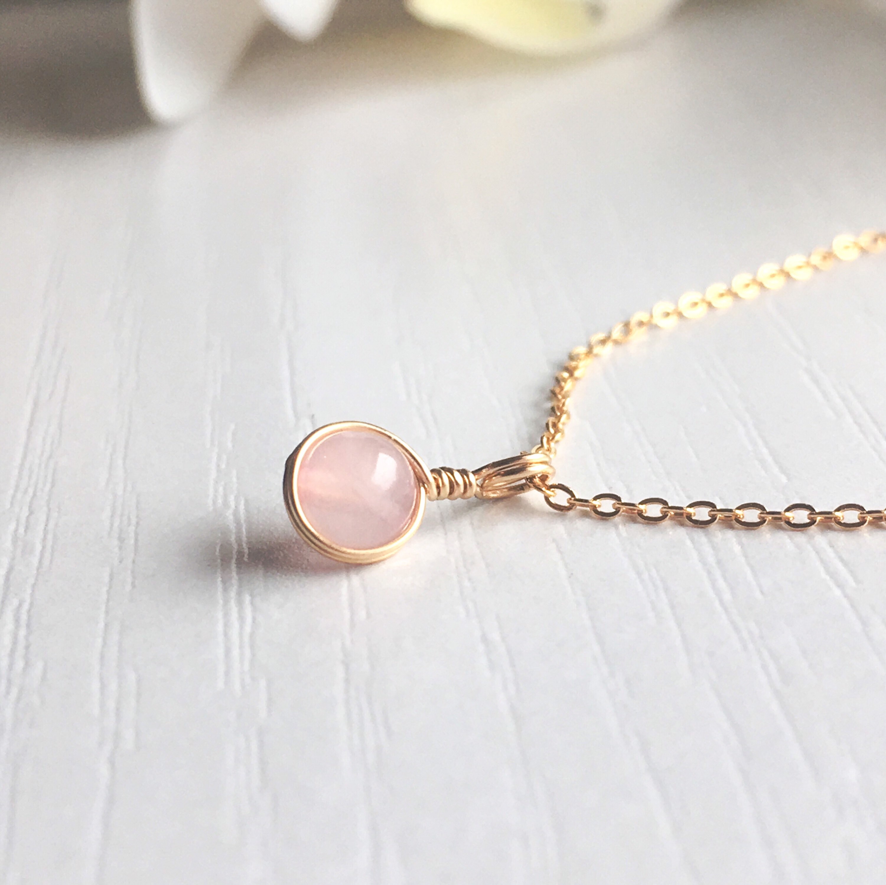 Rose Pink Quartz Necklace Facet Chain Sterling Silver 14k Gold GF 18 19" Dainty Rose Pink Quartz Necklace Facet Chain Sterling Silver 14k Gold GF 18 19" Dainty