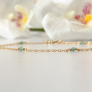 Dainty Emerald Green Bracelet Delicate Sterling Silver 14k Gold Rose Gold Filled Simple Tiny Gemstone Layering Chain Bracelet May Birthstone