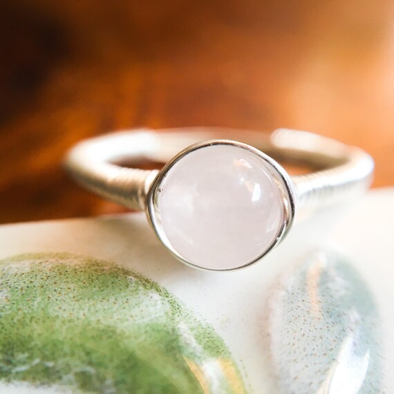 Silver Crystal Rings, Quartz Healing Gemstone Birthstone Rings For Women  Opalite