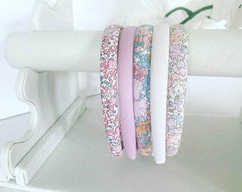 Liberty of London floral hairband set of 5, pretty girls hair accessories, pastel headband set, handmade fabric Alice band, toddler hairband