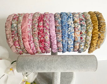 Liberty of London scrunchi Alice band, pretty floral scrunch hairband, pink kids fabric Alice band, fabric headband, girls handmade headband