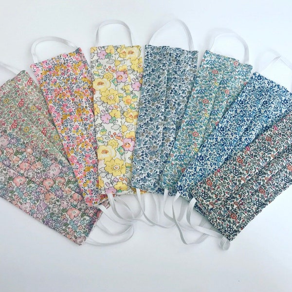 Liberty of London face mask, pretty cotton face mask, double layer face covering, floral face mask, pretty fabric face mask,