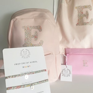 Ensemble premier jour d'école, bracelet maman et moi, cadeau premier jour de crèche, sac d'école de départ, cadeau de réception, premier jour d'école complet