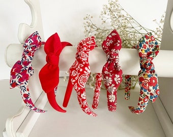 Red Christmas Liberty hairband, valentine headbands, Liberty of London Alice band, kids floral hairbands, pretty fabric headband, festive