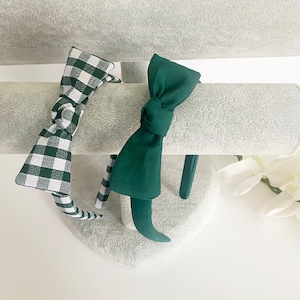 Pretty fabric School hairband,  green school Alice band, navy gingham headband, preschool hairband, kindergarten hair accessories