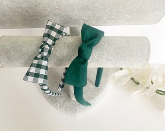 Pretty fabric School hairband,  green school Alice band, navy gingham headband, preschool hairband, kindergarten hair accessories