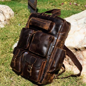 Sac à dos en cuir de buffle, sac à dos de voyage, ordinateur portable professionnel, école, collège, sac à dos de tous les jours, sac pour homme en plein air, cadeau personnalisé pour petit ami