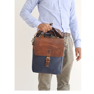 Sac cartable en cuir et toile pour hommes et femmes en cuir bandoulière Messenger sac pour ordinateur portable de voyage rembourré étui Macbook l'obtention du diplôme meilleur cadeau pour une mère