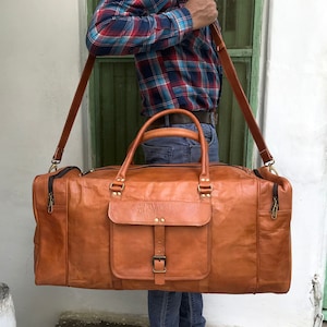 Leather Duffle Bag Men Leather Weekender Luggage Bag Leather Duffel Travel Bag Gifts For Him Personalized Duffle Bag Best Groomsmen Gifts