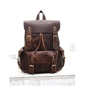 LEATHER BACKPACK For Men Leather Travel Rucksack Genuine Daily Bag Pack Custom Vintage School Office Laptop Shoulder Bag Valentine Gift