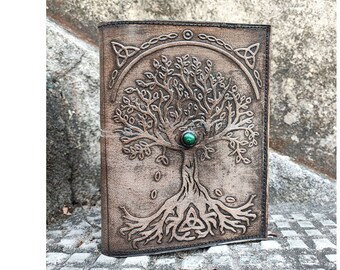 Tree of Life Leather Journal, Celtic Grimoire, Refillable Sketchbook
