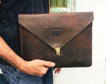 Personalized Leather Portfolio, Buffalo Hide MacBook Case