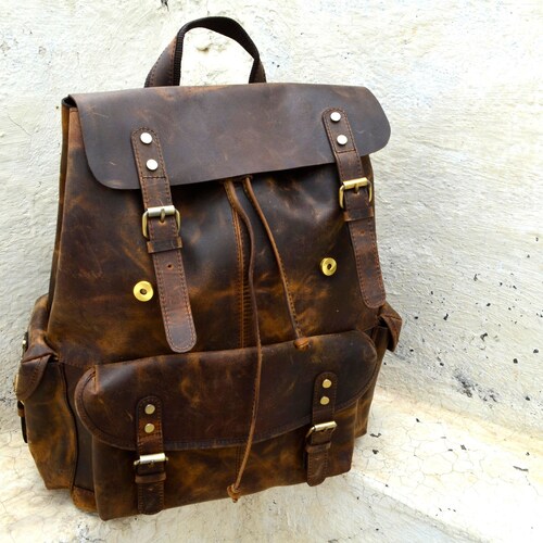 16 Personalized Handmade Large Leather Backpack Travel Etsy