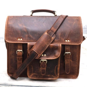 Handmade Leather Messenger Laptop Bag Travel Crossbody Shoulder Handbag Personalized Vintage Rustic Brown Unisex Bag Best Christmas Gift