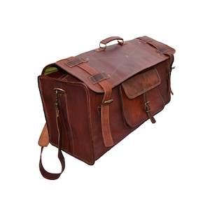 28&quot; Personalized Leather Duffle Bag Travel Bag Gym Bag Vintage Overnight Weekender unisex Bag Gift for Men and Women Best Christmas Gift