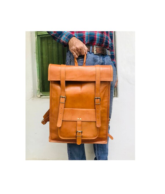 Vintage Leather Backpack - Handmade Laptop Backpack in Rustic