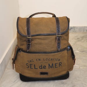 Sac à dos en toile pour hommes et femmes fait main voyage sac à dos en cuir école collège mini vacances sac de plein air meilleur ami cadeaux cool sac à dos