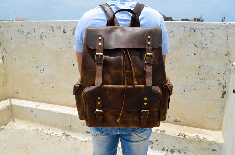 16 Personalized Handmade Large Leather Backpack Travel Etsy