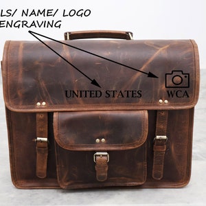 Handmade Buffalo Leather Messenger Cross-Body Laptop Bag Office Handbag Briefcase Rustic Vintage Messenger Bag for Men Women Mother Day Gift image 7