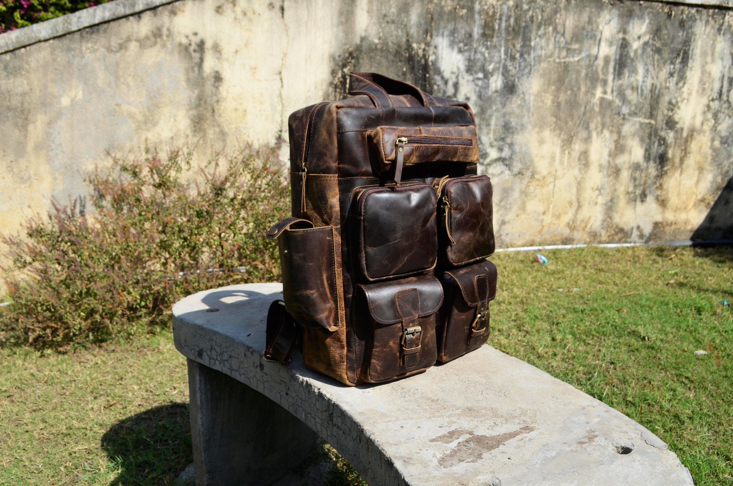 buffalo leather backpack