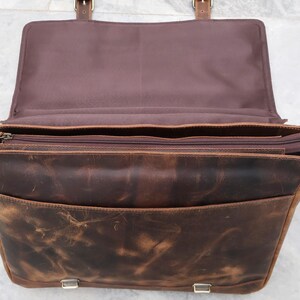 Handmade Buffalo Leather Messenger Cross-Body Laptop Bag Office Handbag Briefcase Rustic Unisex Vintage Satchel Valentine's Day Gift image 5