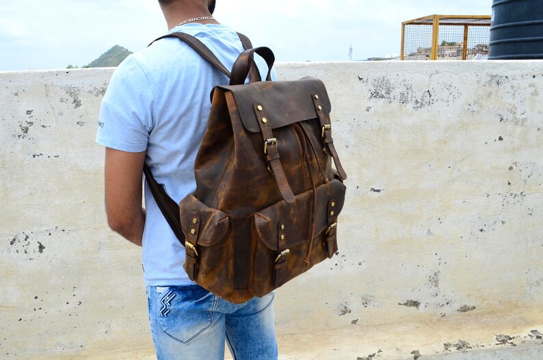 16 Personalized Handmade Large Leather Backpack Travel Etsy