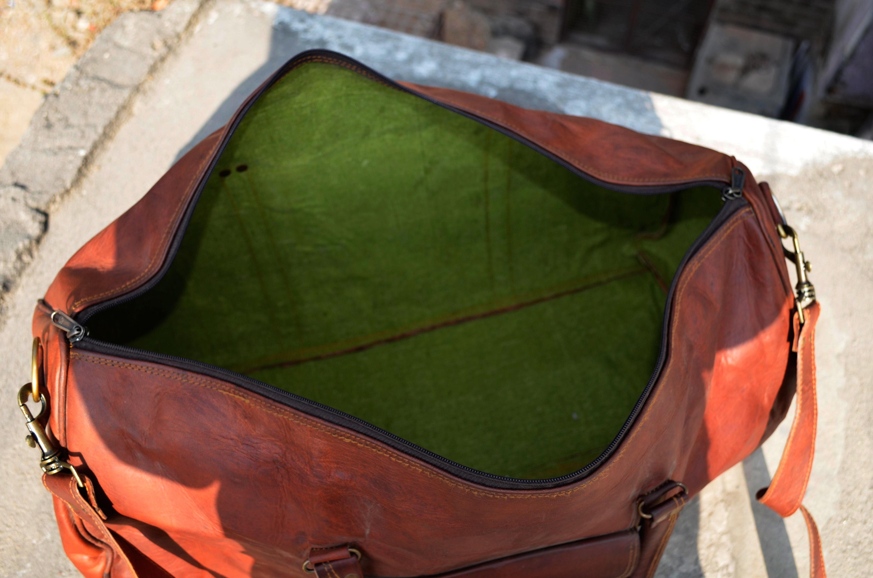 24 Inch Personalized Handmade Leather Duffle Bag Travel Etsy