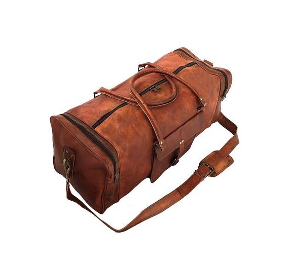 Leather Unisex Bag Duffel Weekender Large Gym Duffle Overnight Carry On Luggage