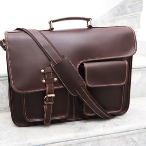 LEATHER MESSENGER Bag Travel Laptop Handbag Vintage Rustic Personalized Unisex Cool Satchel Bag Monogrammed Mother's day Gift