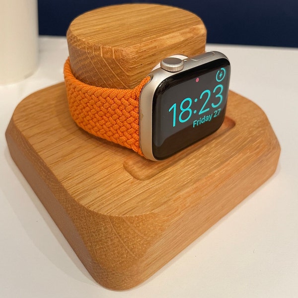 Apple Watch MagSafe docking station, Google Pixel Watch 2 wooden charging dock, gift for him, her, bedside, desk, tech accessory