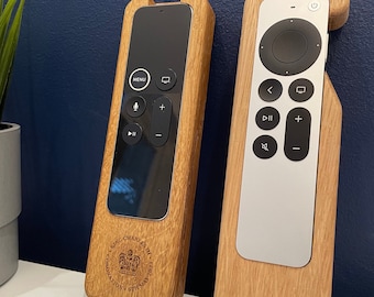 Apple TV remote holder, remote case, First-Generation Siri and 4K TV remote holder, gift for Apple user, Dad gift solid oak