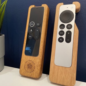 Apple TV remote holder, remote case, First-Generation Siri and 4K TV remote holder, gift for Apple user, Dad gift solid oak
