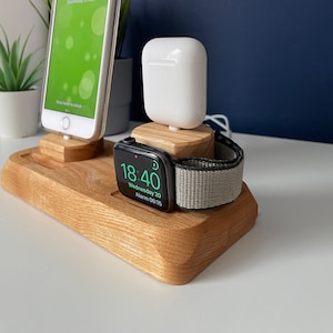 3 in 1 Charger for iPhone, Apple Watch and AirPods charging station, tech/desk/bedside accessory, multi device charging station, gift himher