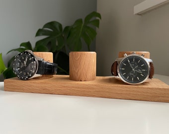 Watch Stand for Three Watches,  Personalised multiple watch storage, Gift for Dad, watch holder, gifts for him, watch display stand