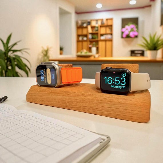 手作りの木製デュアルApple Watch充電スタンド - Etsy 日本