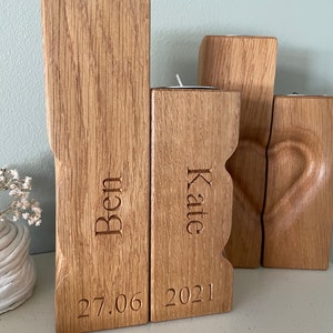 5th Anniversary Gift, wood anniversary gift, Unique Wedding gift for her him wife husband couple, personalised pillar candle holder image 3