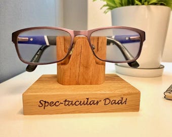Personalized Solid Oak Glasses Stand: Bedside Spectacle Holder