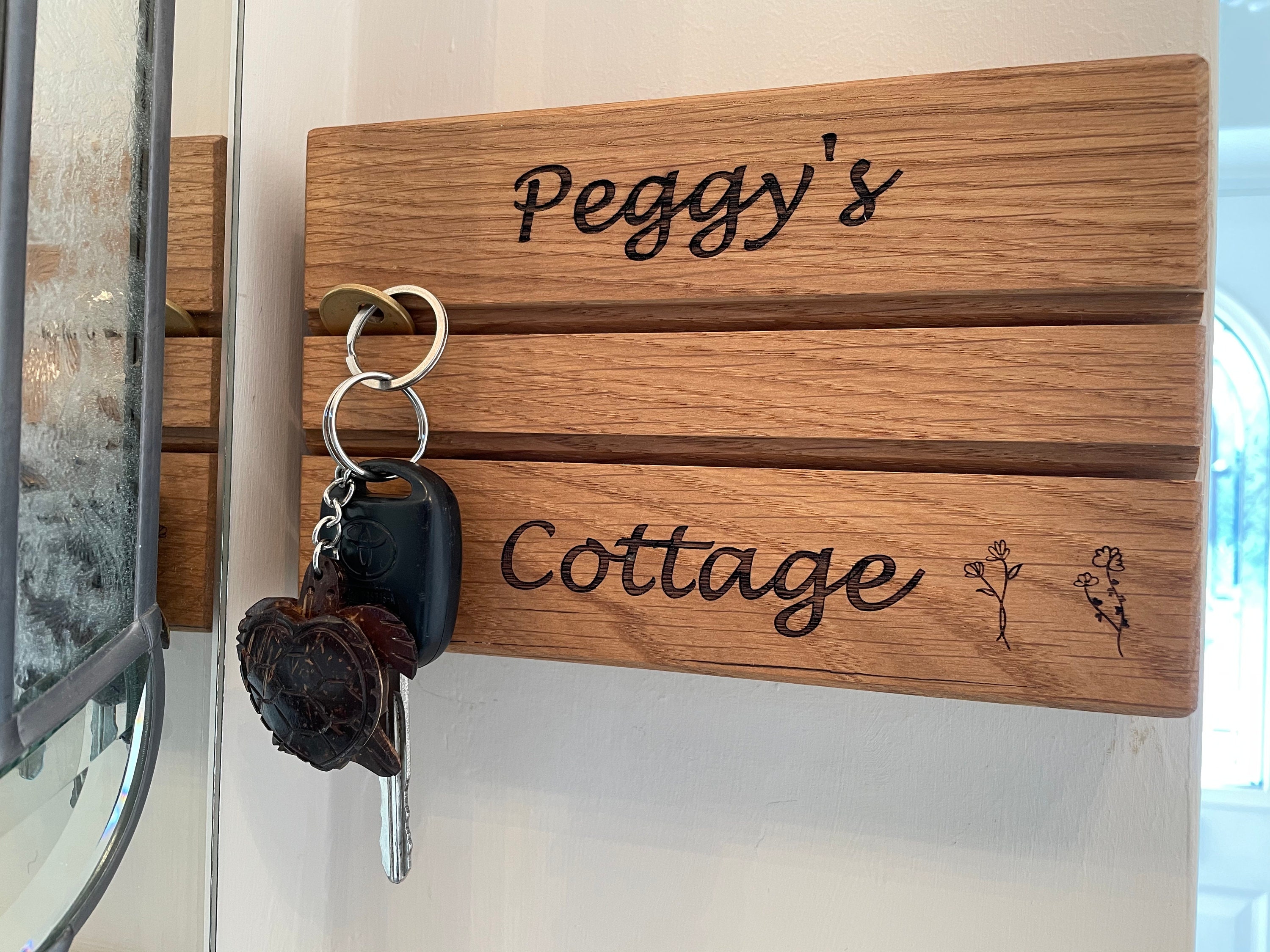 Personalised key holder for wall Solid oak key rack great Etsy