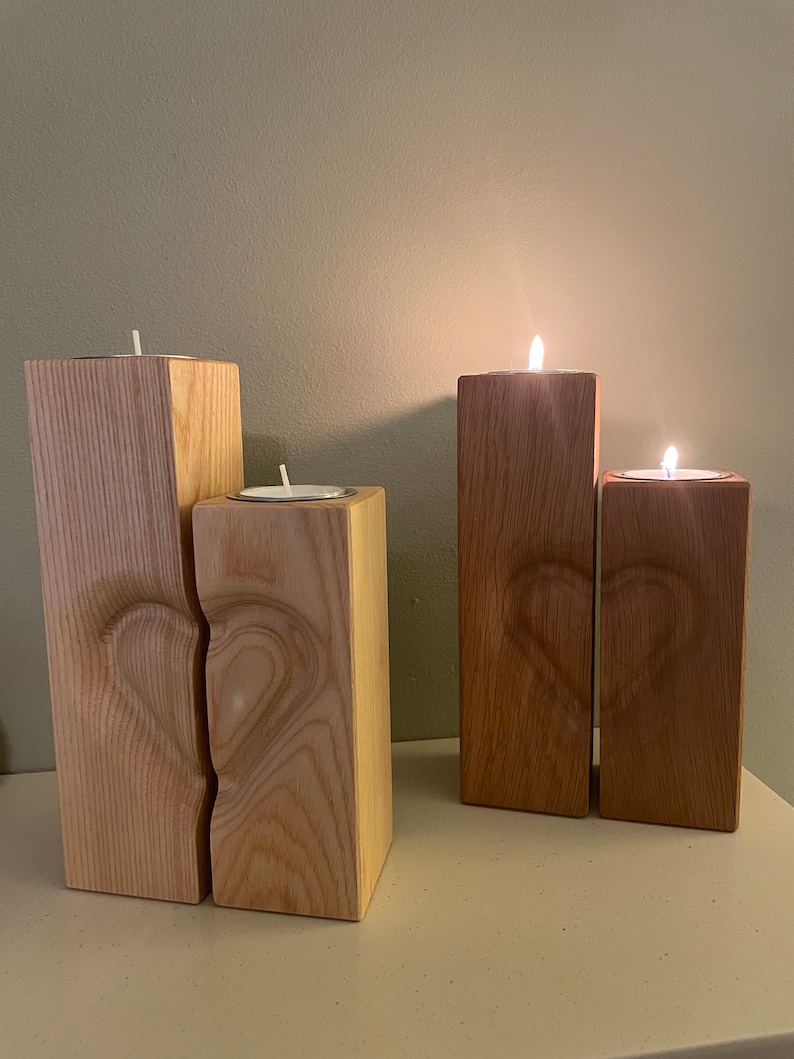 5th Anniversary gift, wood anniversary, keepsake couple present, personalised gift for wife,her, husband, him bride and groom, candle holder zdjęcie 8