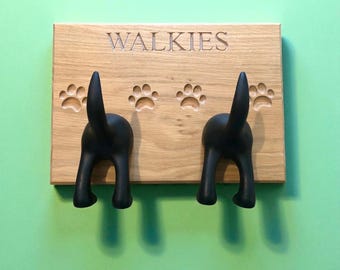 Gancio per guinzaglio per cani con pannello posteriore in rovere massello, porta guinzaglio personalizzato,