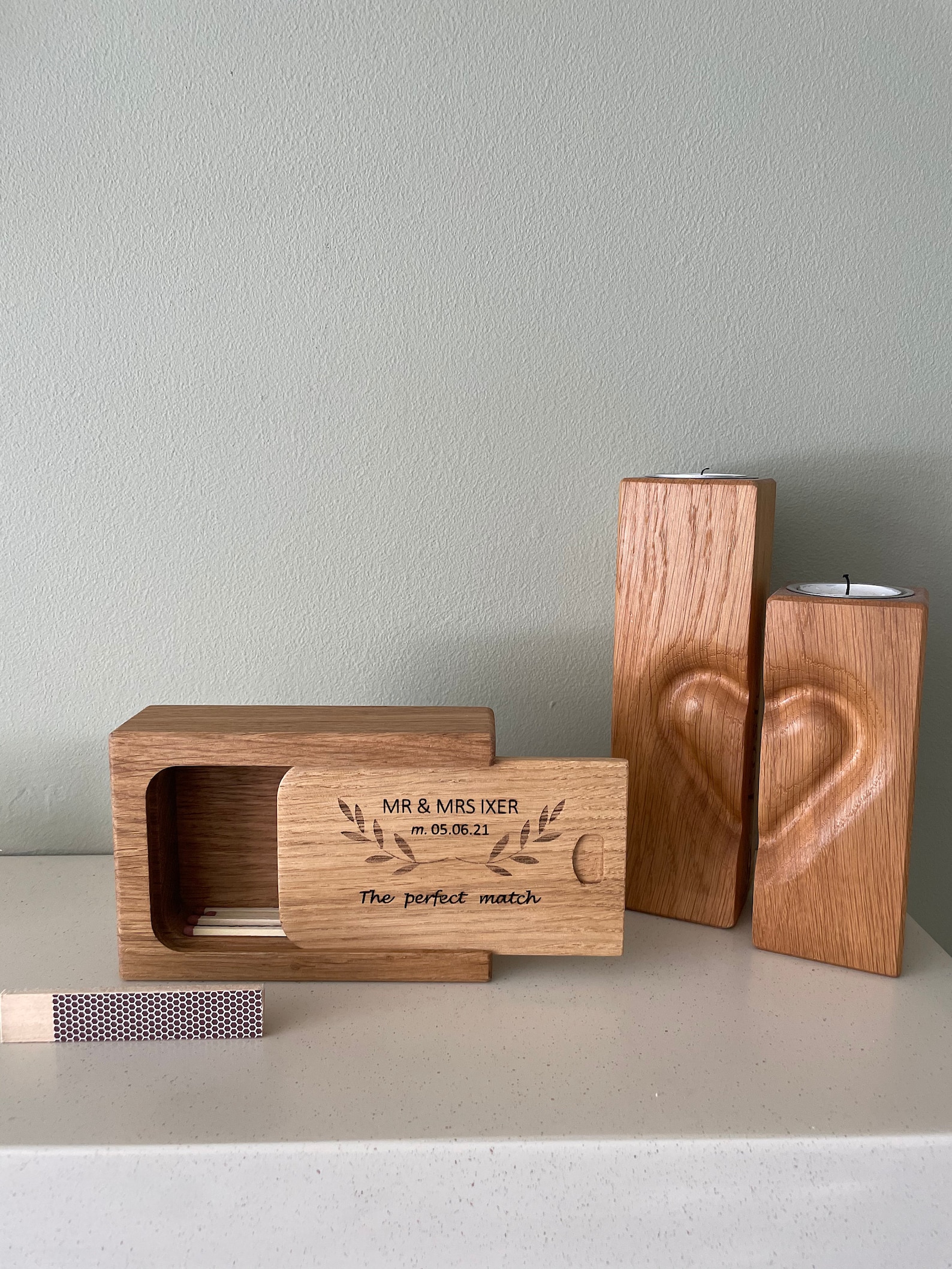 Personalised wooden Match box 5th anniversary gift wedding Etsy